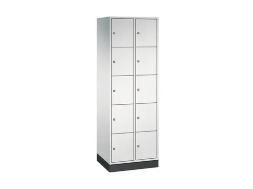 lockerkast,RAL 7035,HxBxD 1950x620x500mm,2x5vakken,cil.-slot,sokkel