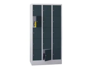 lockerkast,HxBxD 1850x900x500mm,3x5vakken,RAL7035,front RAL7016 - 2