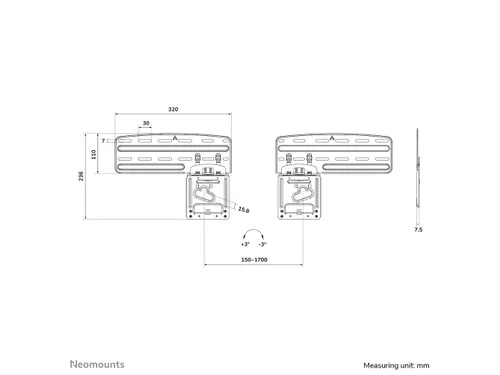 Neomounts WL30-265BL1 Ultra-vlakke TV-beugel wand - 43-85 inch - max 6