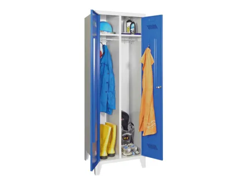 garderobekast,HxBxD 1850x600x500mm,2vak,RAL7035,front RAL5010
