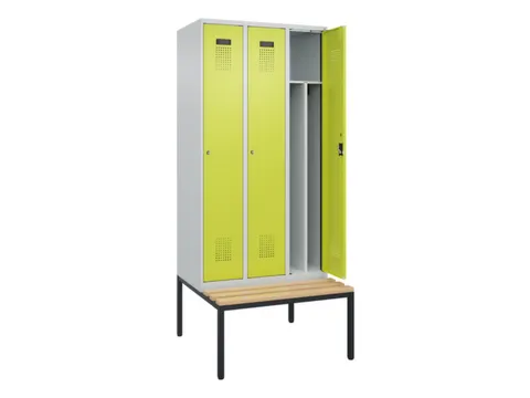 locker met bank,voor scheiding van kleding,HxBxD 2120x900x815mm,3vak
