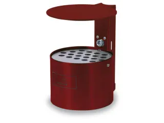 Asbak 4 liter HxØ 290x200mm Wandmontage Rond Rood Met Overkapping - 1