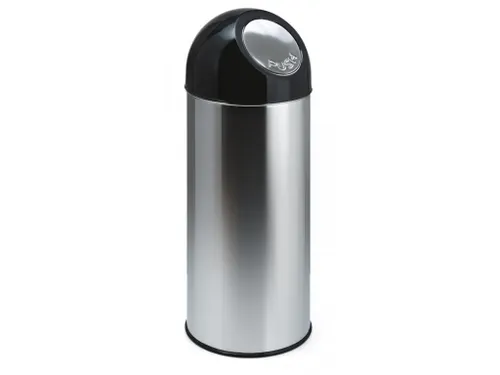 Afvalbak Met Pushdeksel 55 Liter RVS Zwart
