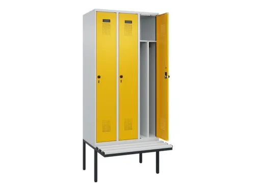 locker met bank,voor scheiding van kleding,HxBxD 2120x900x815mm,3vak