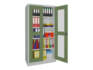 Vitrinekast Hxbxd 1950x1000x500mm Draaideuren Ral7035 Front Ral6011 - 2