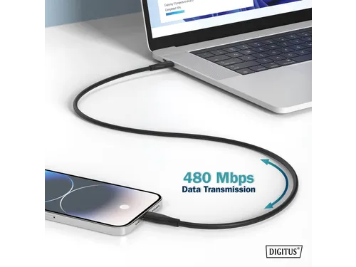 USB-C siliconen oplaadkabel USB-C USB-C 0,5m USB 2.0 60W zwart