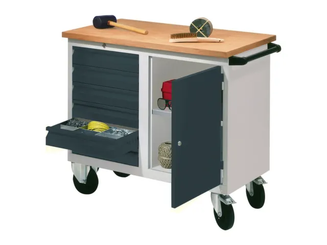 Établi Mobile Charge Maxi. 400Kg Tôle D'acier Ral7035 Façade Ral701