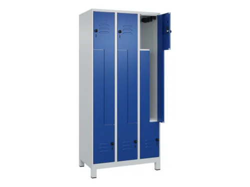 Z-garderobekast,HxBxD 1950x900x500mm,vak B 150/300mm,draaigrendel
