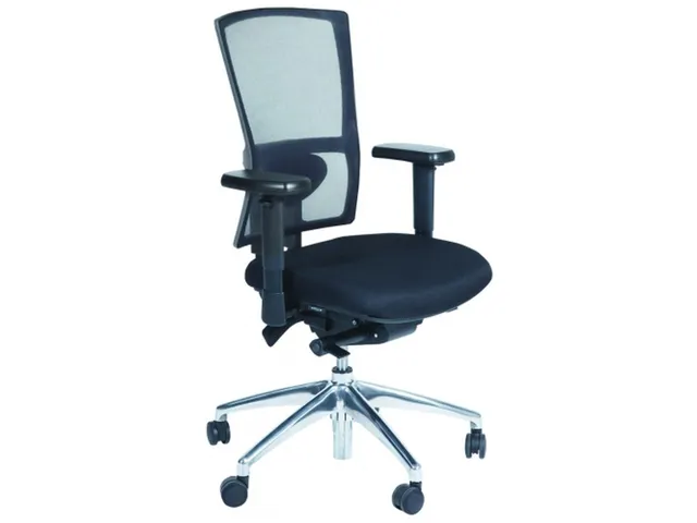 Bureaustoel 400 NPR Stof zwart, rug Mesh zwart, Verchroomd voetkruis