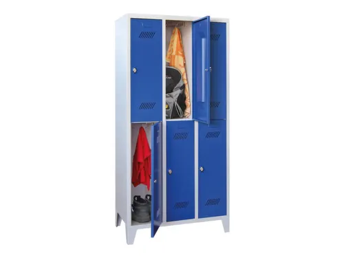 dubbeldekse locker,HxBxD 1850x900x500mm,3x2vak.,RAL7035,front RAL5010