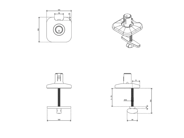 Vissage à travers du bureau Viewprime fixation 813 noir