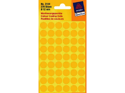 Etiket Avery Zweckform 3144 Rond Ø12mm Geel 270 Stuks