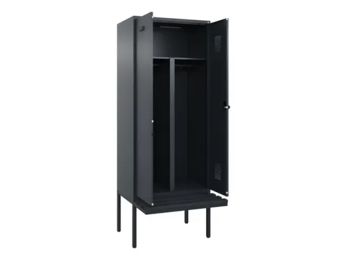 PBM-locker met bank,HxBxD 2120x800x815mm,2vak,vak B 400mm,draaigrendel