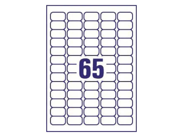 inkjetetiket Avery 38,1x21,2mm wit 25 vel 65 etiketten per vel