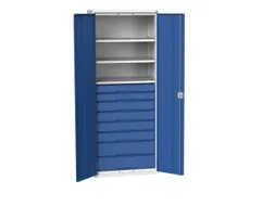 universele kast,HxBxD 2000x800x550mm,3xStalen bodem,8lade(n)