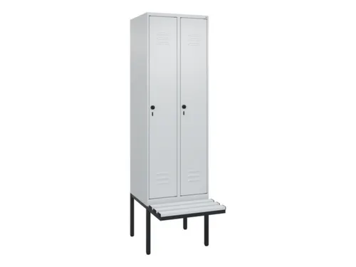 locker met bank,HxBxD 2120x600x815mm,2vak,vak B 300mm,draaigrendel