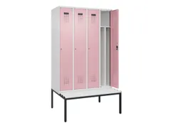 locker met bank,voor scheiding van kleding,HxBxD 2120x1200x815mm,4vak