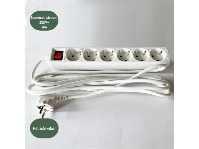 Stekkerdoos BRASQ 6 voudig 3 meter wit