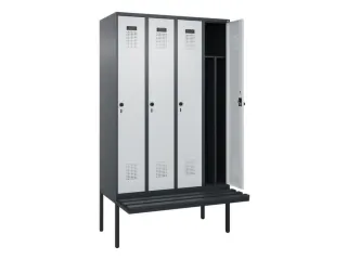 locker met bank,voor scheiding van kleding,HxBxD 2120x1200x815mm,4vak - 1