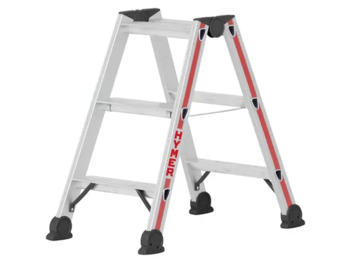 trapladder,beide zijden,2x3treden,Stand H 0,19m,balk L 0,78m,aluminium