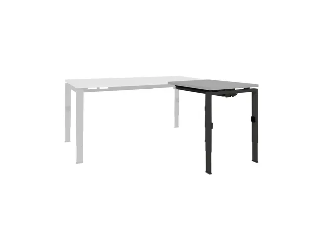 Bureau Linesto N4 aanbouwtafel 120x60cm lichtgrijs 25mm zwart
