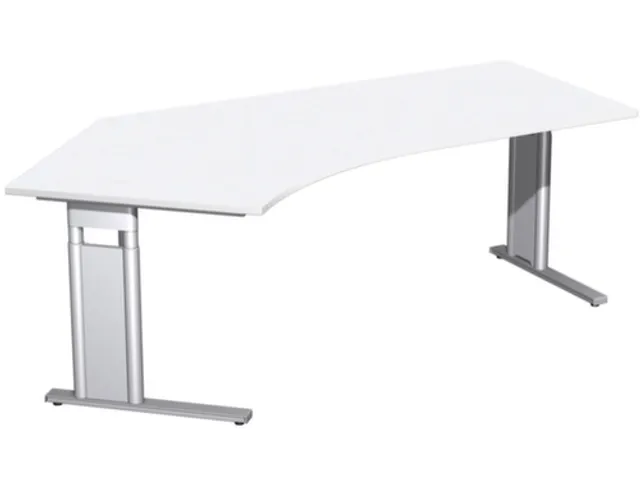 In hoogte verstelbaar hoekbureau,HxBxD 680-820x2166x1130mm,blad wit