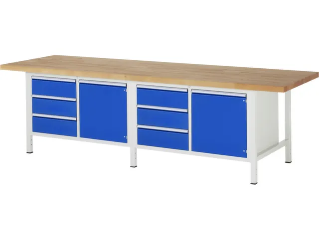werkbank,HxBxD 840-1040x3000x900mm,beukblad,draagverm. 1250kg
