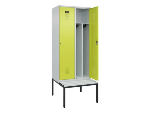 locker met bank,voor scheiding van kleding,HxBxD 2120x800x815mm,2vak