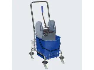 Dweilwagen,Emmer 1X27L Blauw,Mopwringer,Frame Metaal,4Zwenkwielen - 2