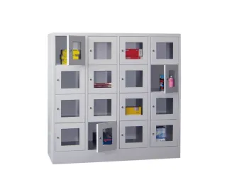 lockerkast,HxBxD 1518x1600x500mm,4x4vakken,RAL7035,front RAL7016 - 1