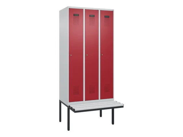 locker met bank,voor scheiding van kleding,HxBxD 2120x900x815mm,3vak