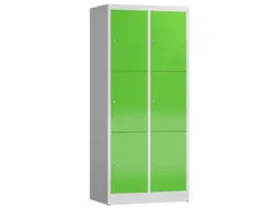 Lockerkast 1800x800x500mm 2x3 vakken cilinderslot, sokkel, RAL6018