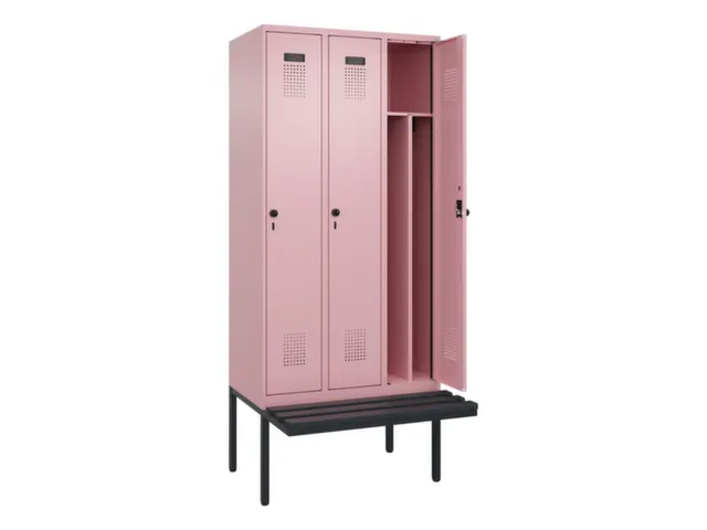 locker met bank,voor scheiding van kleding,HxBxD 2120x900x815mm,3vak