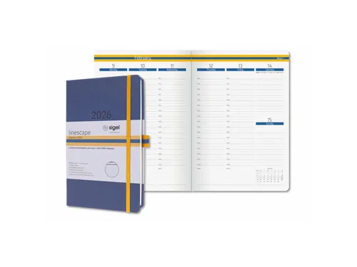 Weekagenda Linescape A5 2026 (EN) blauw Hardcover verticale indeling