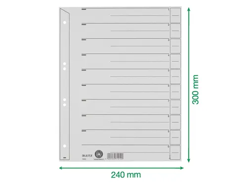 Scheidingsbladen Leitz A4 karton 200gr 6-gaats grijs