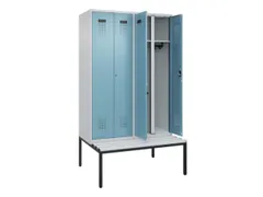 locker met bank,voor scheiding van kleding,HxBxD 2120x1200x815mm,4vak