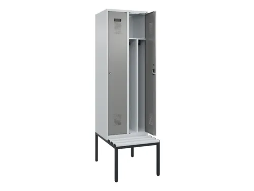 locker met bank,voor scheiding van kleding,HxBxD 2120x600x815mm,2vak