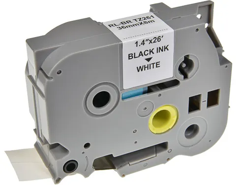 Labeltape p-touch TZE-261 36mmx8m zwart op wit gelamineerd