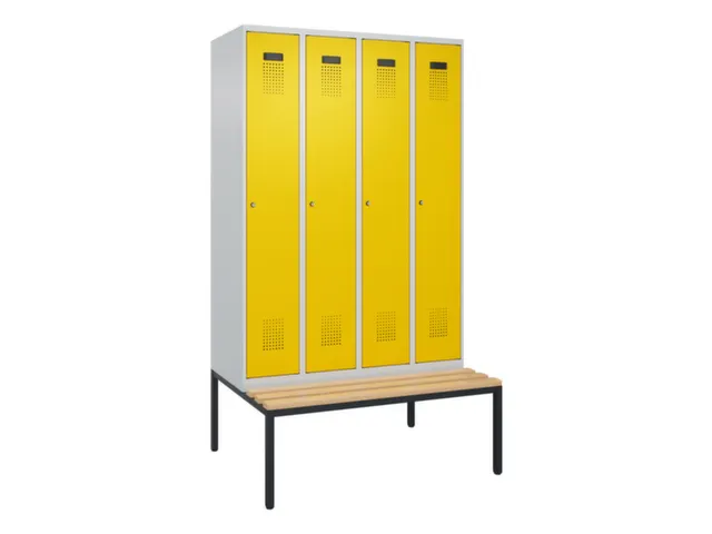 locker met bank,voor scheiding van kleding,HxBxD 2120x1200x815mm,4vak