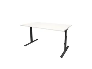 Bureau Linesto Plus Hoogte instelbaar 200x80cm Krijtwit, T-poot Zwart - 1