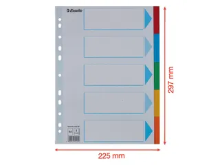 Tabbladen Esselte A4 11-Gaats Karton 5-Delig Met Voorblad Assorti - 3