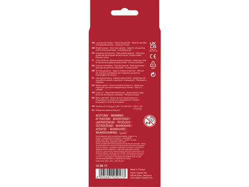 Waterverfdoos Faber-Castell 12 kleuren (diameter 24mm) incl. penseel