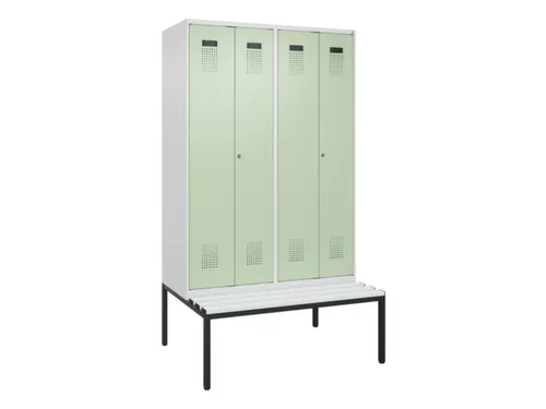 PBM-locker met bank,HxBxD 2120x1200x815mm,4vak,vak B 300mm