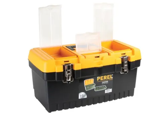 Gereedschapskoffer PP met inlegbak 486x267x242mm 31,4L Zwart/Geel
