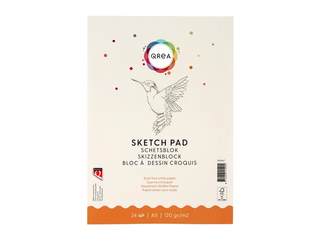 Schetsblok Qrea A5 24 vel 120gr gelijmd