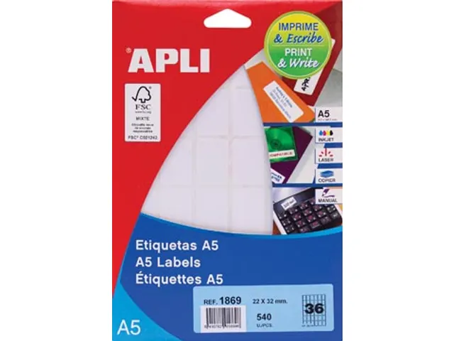 étiquettes Blanches Print & Write Ft 22 X 32 Mm (l X H), 540 Pièces,