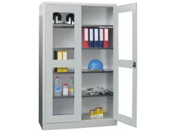 Vitrinekast Hxbxd 1950x1000x400mm Draaideuren Ral7035 Front Ral7035