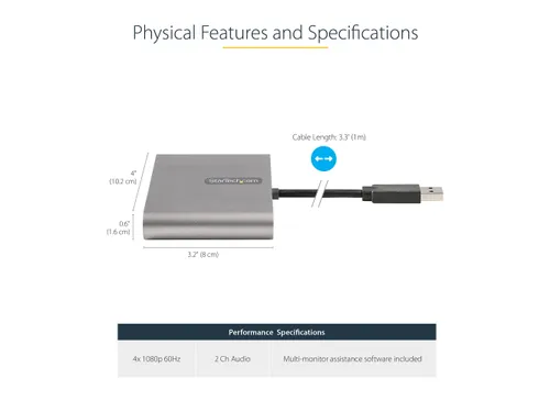 USB 3.0 naar 4x HDMI Adapter, Externe Video & Grafische Kaart, USB Typ
