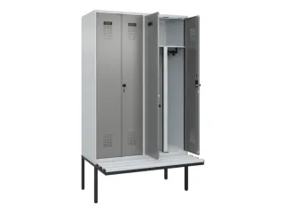 PBM-locker met bank,HxBxD 2120x1200x815mm,4vak,vak B 300mm - 1