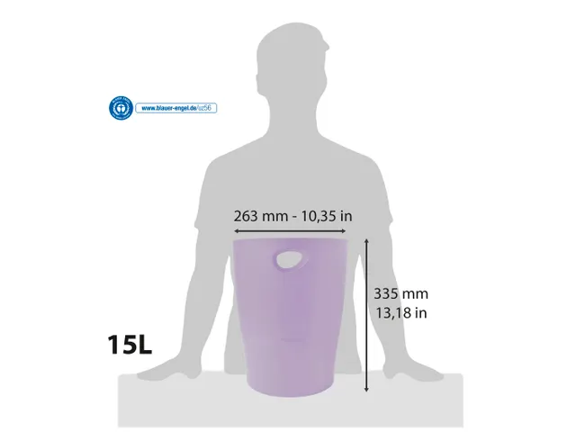 ECOBIN Papiermand 15L Aquarel mauve